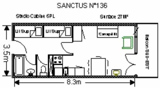Location au ski Studio 6 personnes (SAN136) - Résidence Sanctus - Gourette