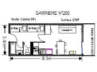 Rent in ski resort Studio 6 people (SAR205) - Résidence Sarrière - Gourette - Plan