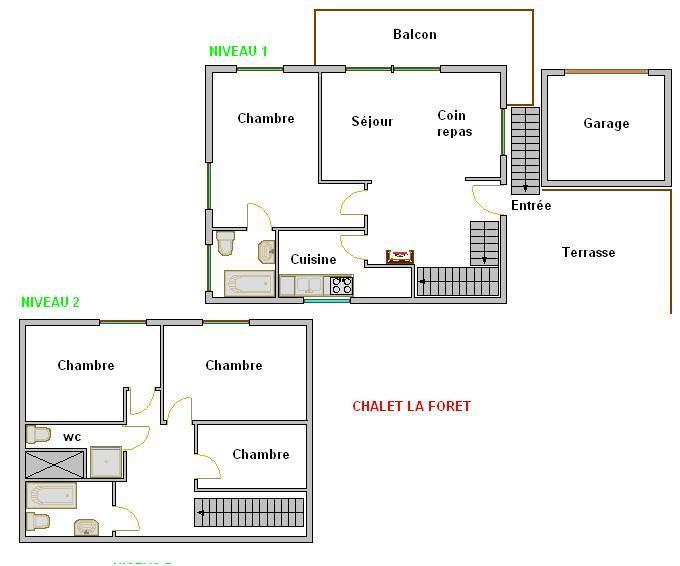 Wynajem na narty Domek górski duplex 5 pokojowy dla 8 osób - Chalet Forêt - La Clusaz - Plan