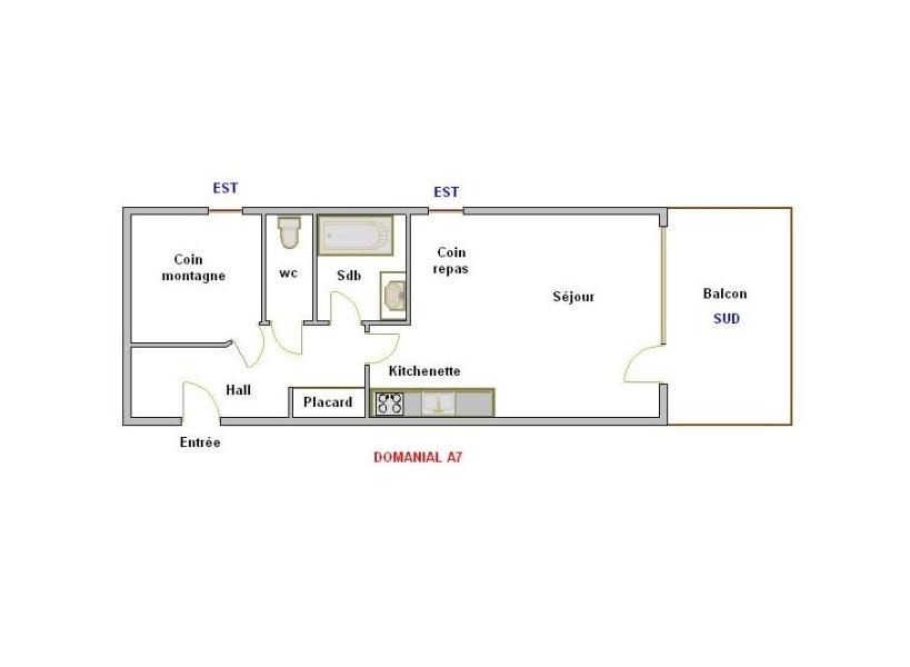 Rent in ski resort 2 room apartment sleeping corner 4 people (07) - Domanial A - La Clusaz - Plan