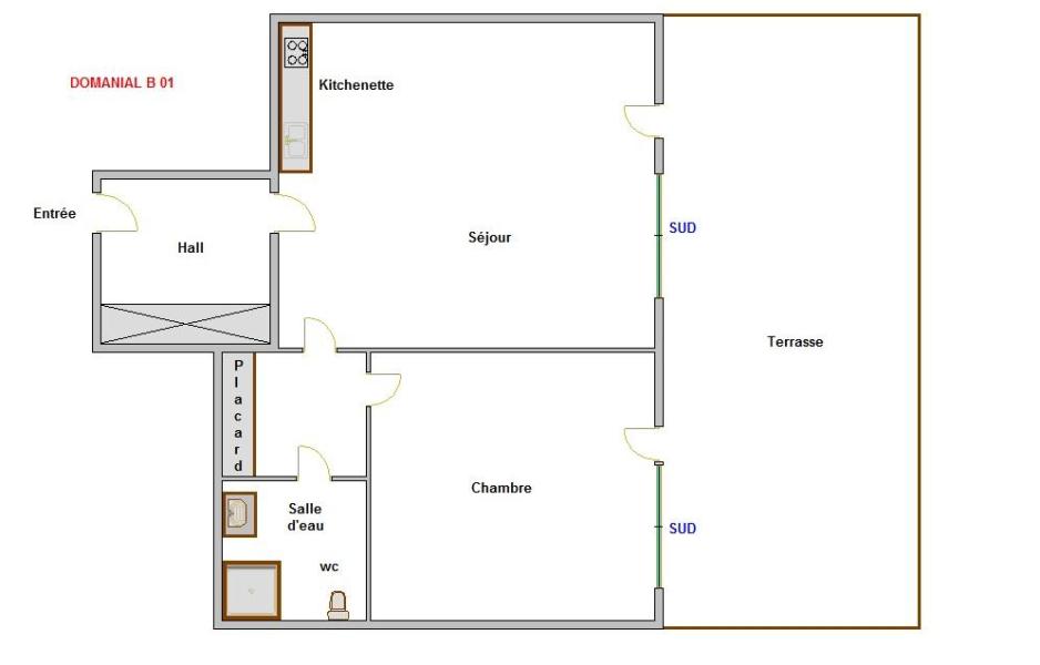 Rent in ski resort 2 room apartment 4 people (01) - Domanial B - La Clusaz - Plan