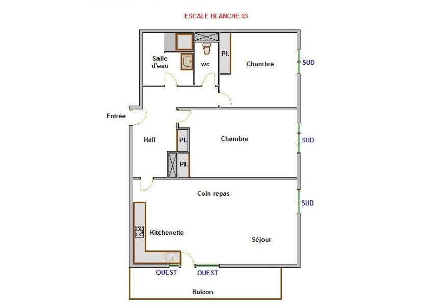 Skiverleih 3-Zimmer-Appartment für 5 Personen (03) - Escale Blanche - La Clusaz - Plan