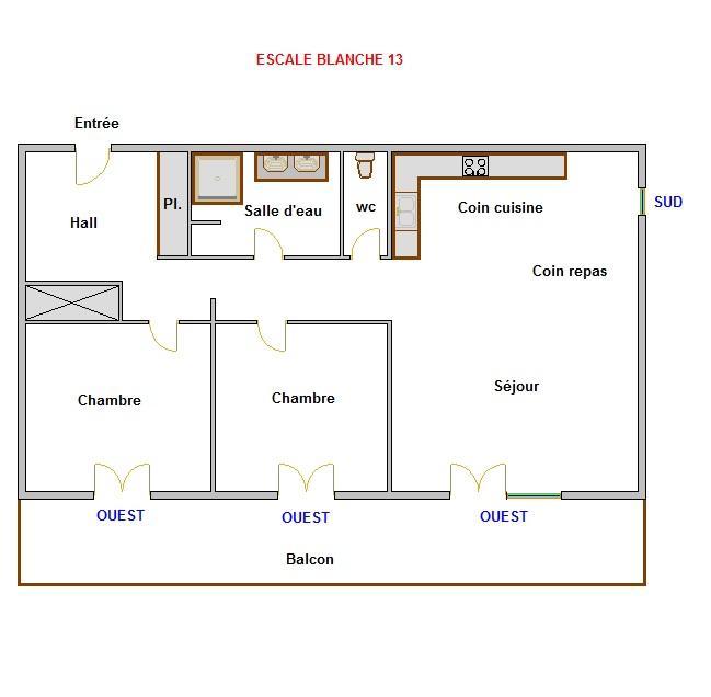 Location au ski Appartement 3 pièces 5 personnes (13) - Escale Blanche - La Clusaz - Plan