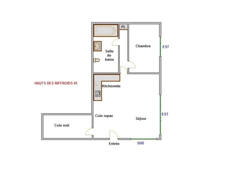 Alquiler al esquí Apartamento cabina 2 piezas para 4 personas (01) - HAUTS DES RIFFROIDS A - La Clusaz - Plano