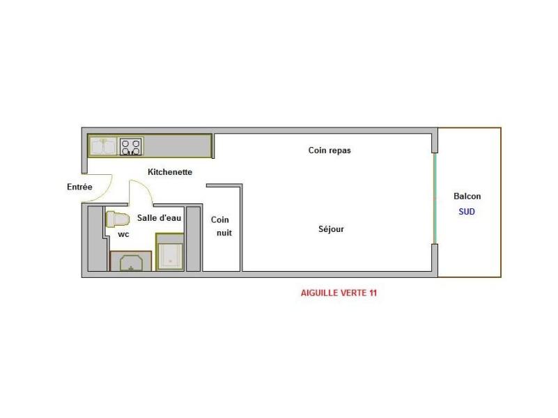 Rent in ski resort Studio sleeping corner 3 people (11) - Résidence Aiguille Verte - La Clusaz - Plan