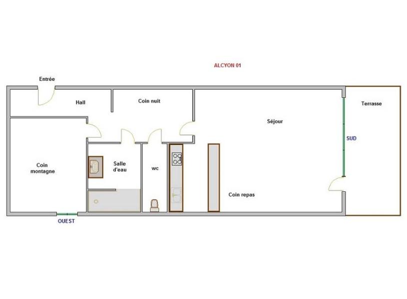 Wynajem na narty Studio z alkową 5 osób (01) - Résidence Alcyon - La Clusaz - Plan