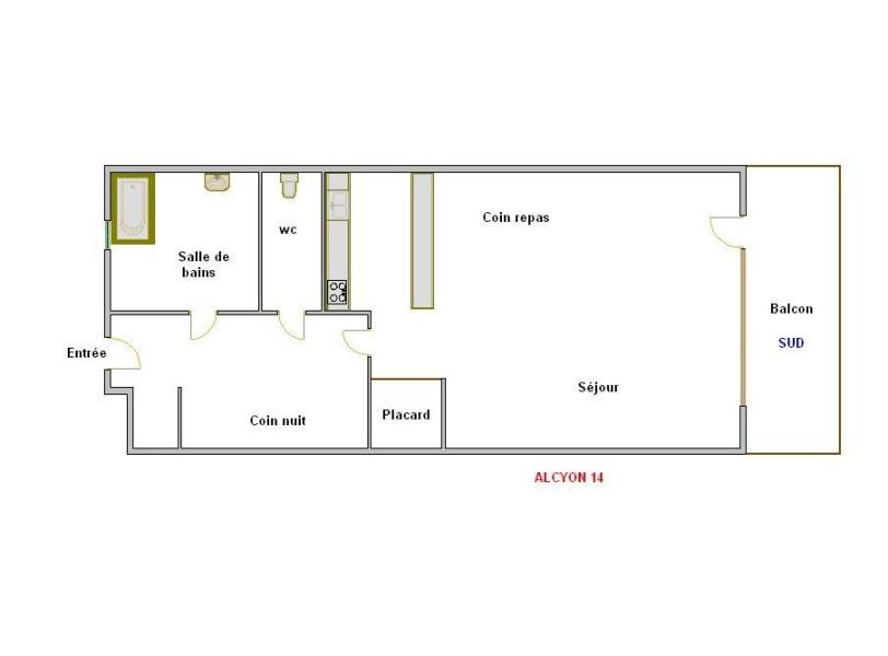 Rent in ski resort Studio sleeping corner 4 people (14) - Résidence Alcyon - La Clusaz - Plan