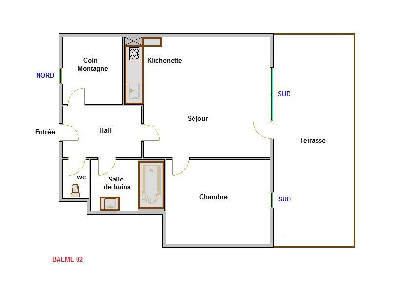 Skiverleih 3-Zimmer-Holzhütte für 6 Personen (BALM02) - Résidence Balme I - La Clusaz - Plan