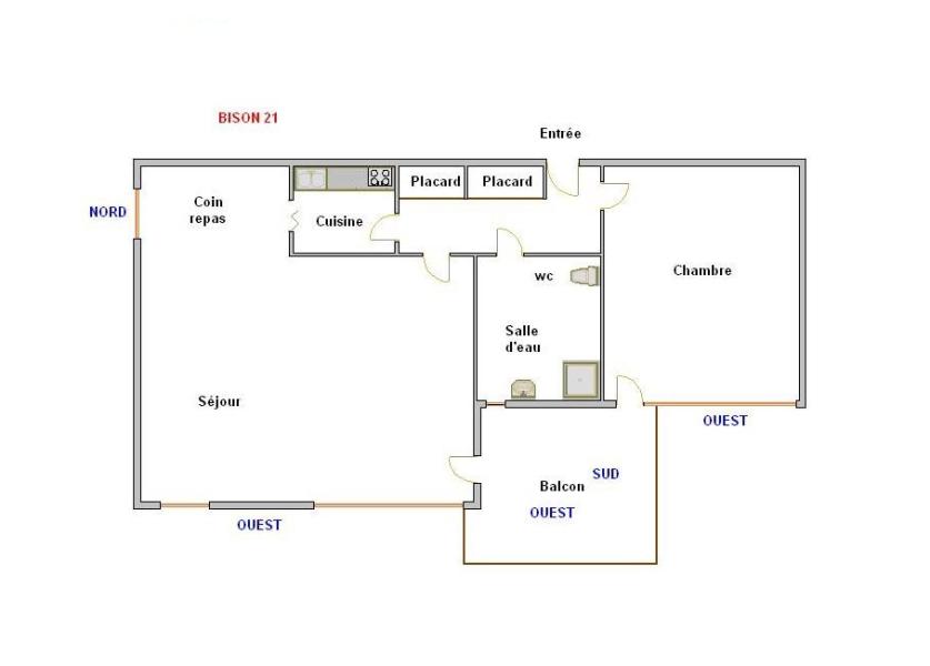 Alquiler al esquí Apartamento 2 piezas para 5 personas (BISO21) - Résidence Bison - La Clusaz - Plano