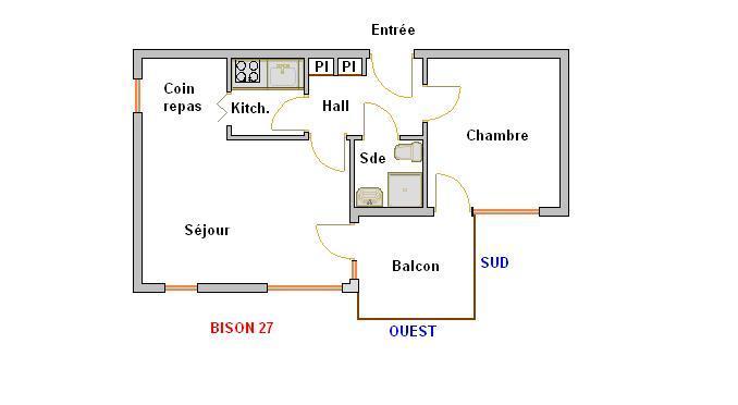 Skiverleih 2-Zimmer-Holzhütte für 4 Personen (BISO27) - Résidence Bison - La Clusaz - Plan