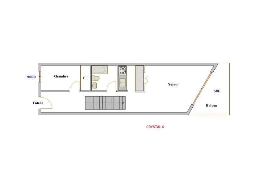 Rent in ski resort 2 room apartment 4 people (06) - Résidence Crystal - La Clusaz - Plan