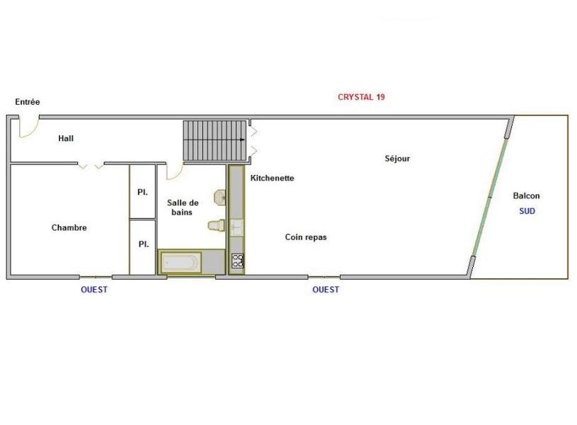 Wynajem na narty Apartament 2 pokojowy 4 osób (19) - Résidence Crystal - La Clusaz - Plan