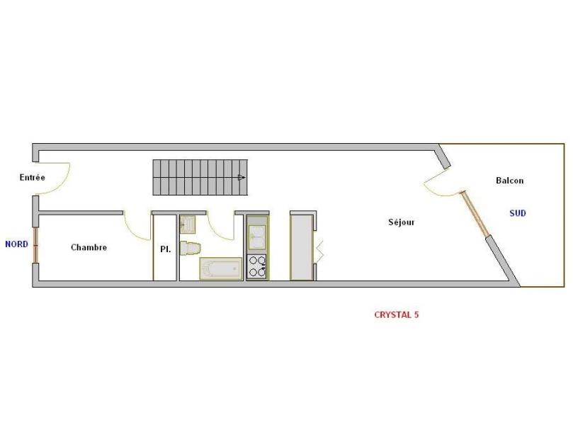 Wynajem na narty Apartament 2 pokojowy 4 osób (05) - Résidence Crystal - La Clusaz - Plan