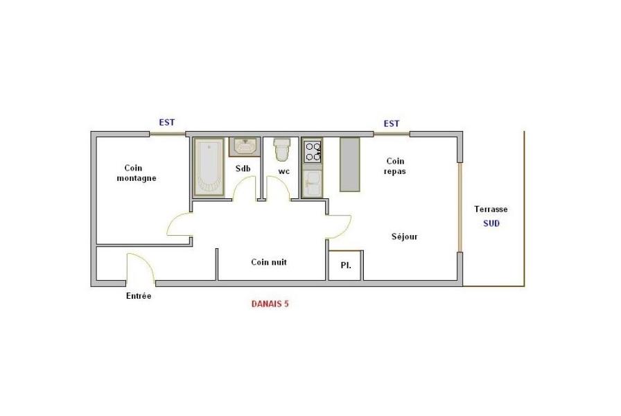 Wynajem na narty Apartament 2 pokojowy z alkową 5 osób (05) - Résidence Danais - La Clusaz - Plan