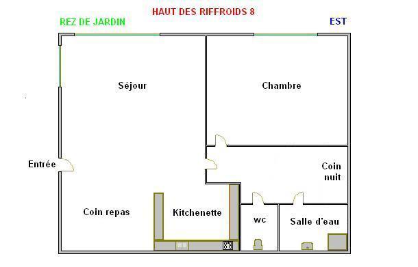 Rent in ski resort 2 room apartment sleeping corner 4 people (08) - Résidence Hauts des Riffroids B - La Clusaz - Plan