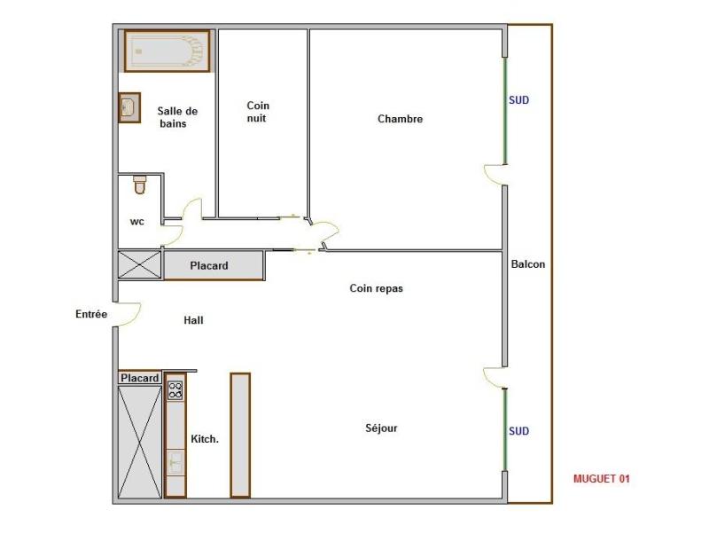 Аренда на лыжном курорте Апартаменты 2 комнат 6 чел. (01) - Résidence Muguet - La Clusaz - план