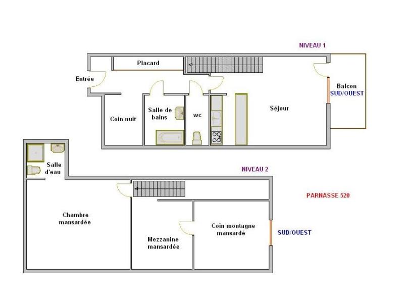 Location au ski Appartement duplex 4 pièces 6 personnes (520) - Résidence Parnasse 1 - La Clusaz - Plan