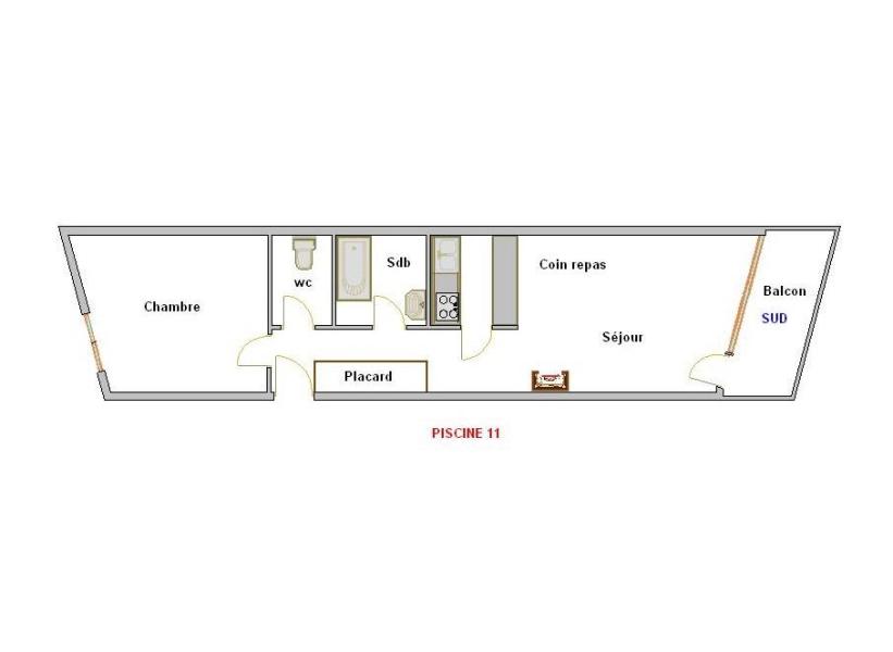 Alquiler al esquí Apartamento 2 piezas para 5 personas (11) - Résidence Piscine - La Clusaz - Plano