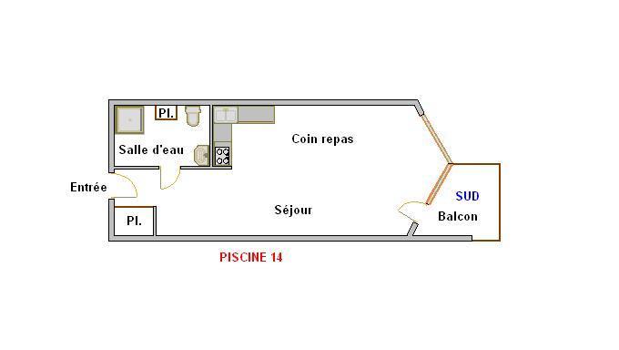 Rent in ski resort Studio 4 people (14) - Résidence Piscine - La Clusaz - Plan