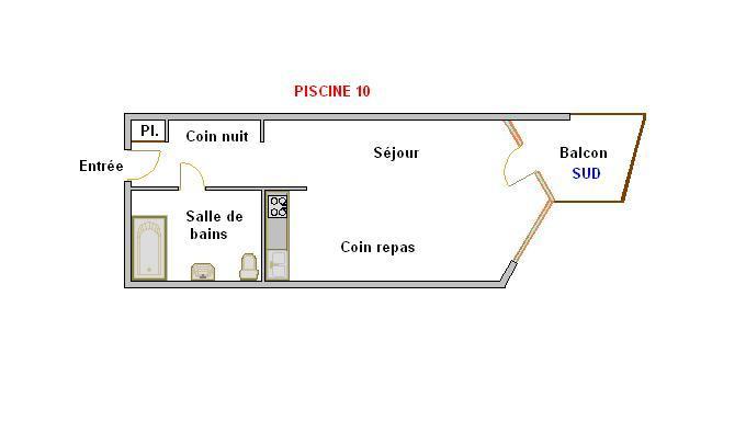 Skiverleih Studio für 3 Personen (10) - Résidence Piscine - La Clusaz - Plan