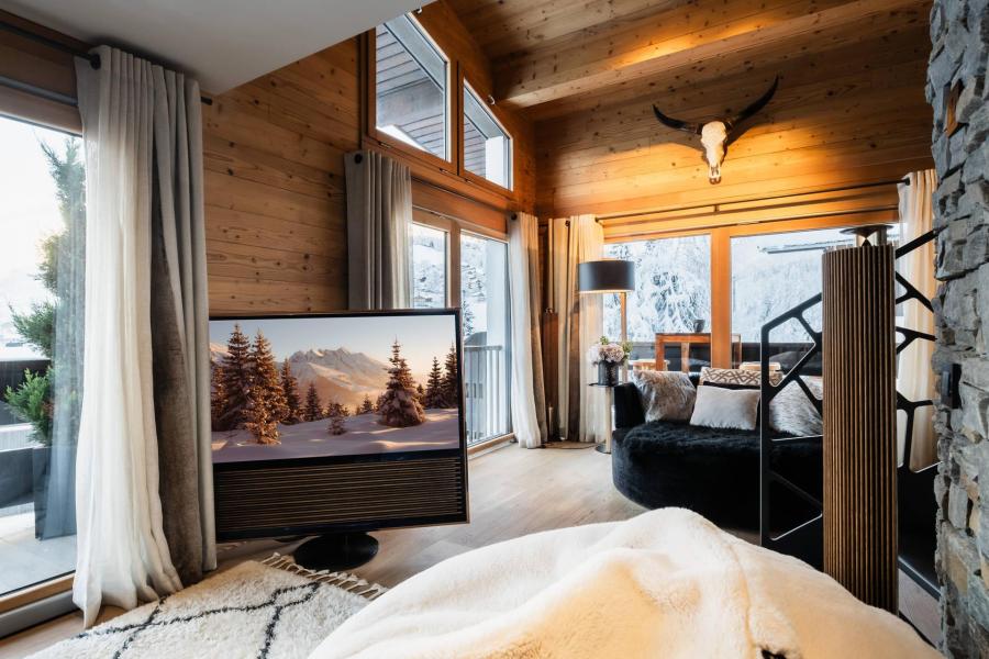 Skiverleih 5 Zimmer Maisonettewohnung für 8 Personen - Résidence Sapaudia - La Clusaz - Wohnzimmer