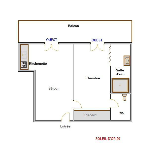 Аренда на лыжном курорте Апартаменты 2 комнат 4 чел. (20) - Résidence Soleil d'Or - La Clusaz - план