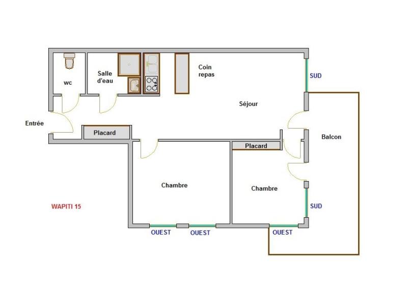 Alquiler al esquí Apartamento 3 piezas para 6 personas (15) - Résidence Wapiti - La Clusaz - Plano