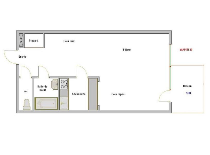 Rent in ski resort Studio 4 people (20) - Résidence Wapiti - La Clusaz - Plan