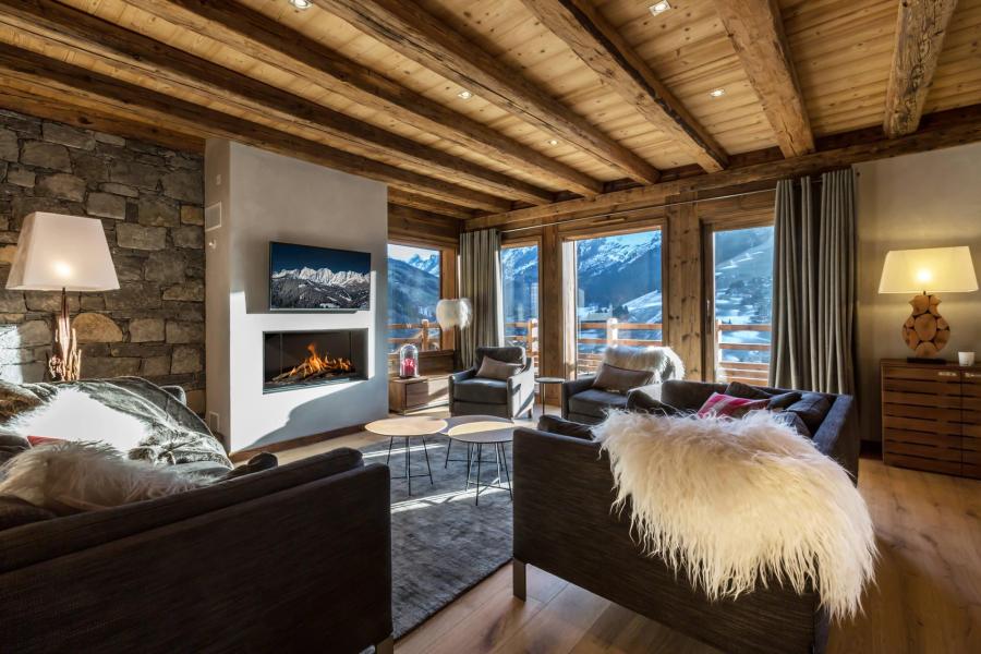 Ski verhuur Chalet 6 kamers 10 personen - Sagalodge - La Clusaz - Woonkamer