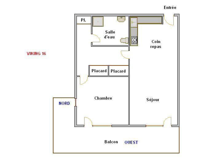 Wynajem na narty Apartament 2 pokojowy kabina 4 osób (16) - VIKING - La Clusaz - Plan