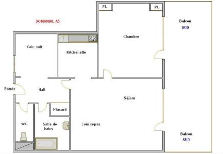 Rent in ski resort 2 room apartment sleeping corner 5 people (05) - Domanial A - La Clusaz - Plan