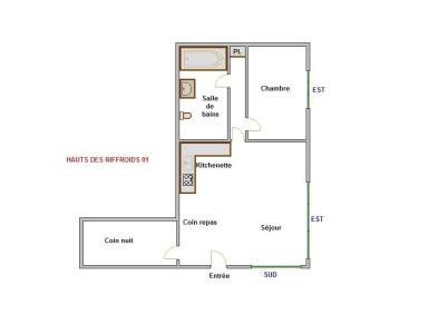 Rent in ski resort 2 room apartment sleeping corner 4 people (01) - HAUTS DES RIFFROIDS A - La Clusaz - Plan