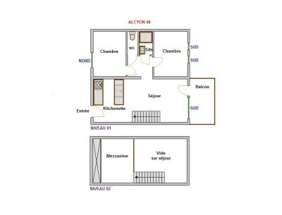 Alquiler al esquí Apartamento 4 piezas mezzanine para 6 personas (44) - Résidence Alcyon - La Clusaz - Plano