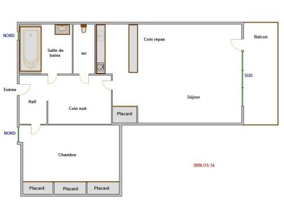 Wynajem na narty Apartament 2 pokojowy 4-6 osób (34) - Résidence Biblos - La Clusaz - Plan