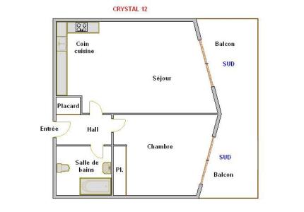 Location au ski Appartement 2 pièces 4 personnes (12) - Résidence Crystal - La Clusaz - Plan