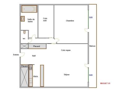 Skiverleih 2-Zimmer-Berghütte für 6 Personen (01) - Résidence Muguet - La Clusaz - Plan