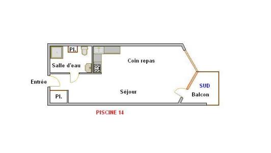 Аренда на лыжном курорте Квартира студия для 4 чел. (14) - Résidence Piscine - La Clusaz - план