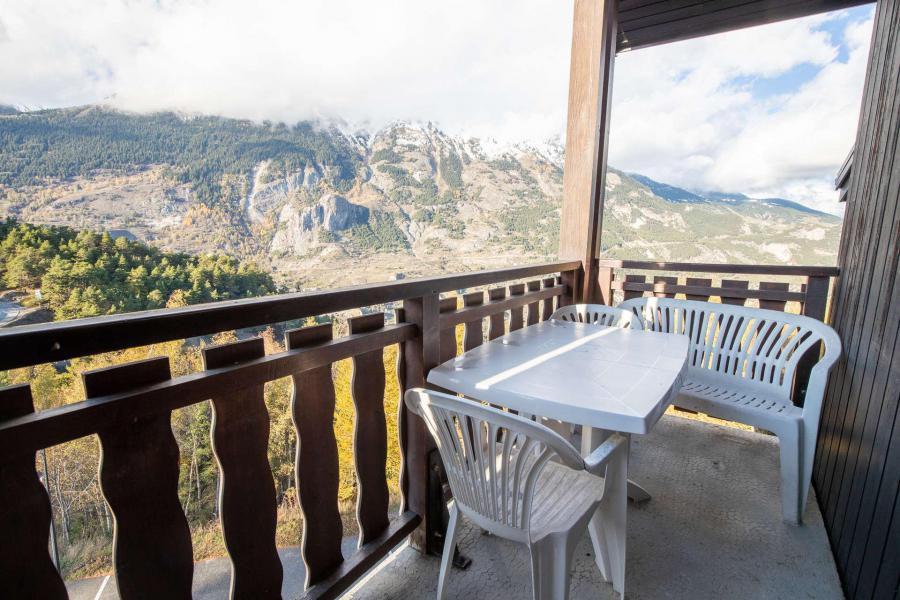 Skiverleih Wohnung 2 Mezzanine Zimmer 6 Leute (NO52GV) - Résidence le Grand Vallon - La Norma - Terrasse