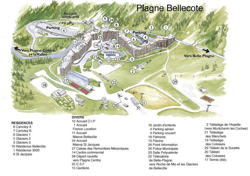 Location au ski La Résidence les Glaciers - La Plagne - Plan