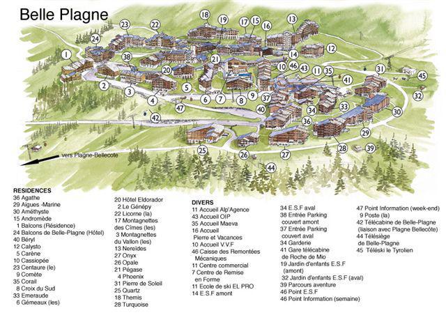 Location au ski Résidence Onyx - La Plagne - Plan