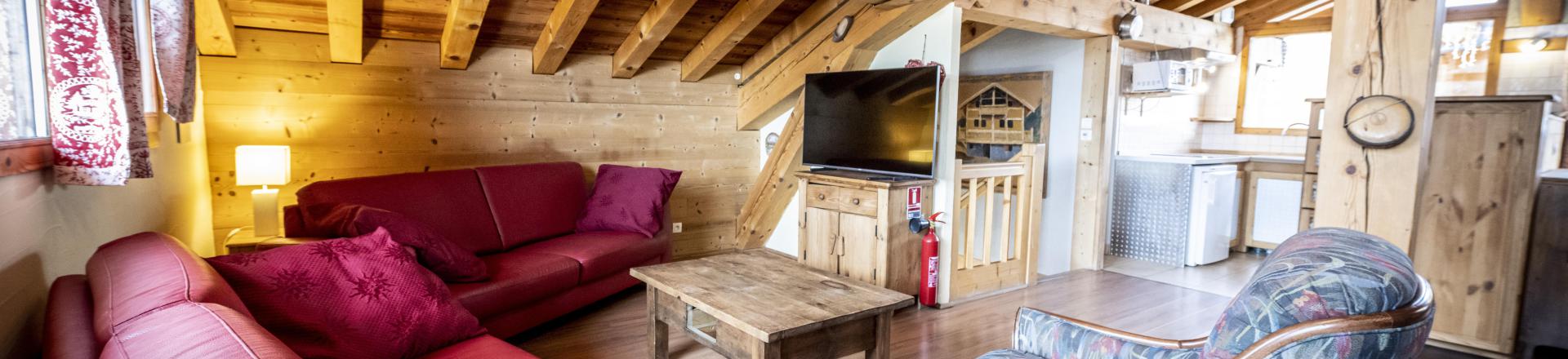 Rent in ski resort 6 room triplex chalet 11 people (Mont Blanc) - Chalets du Cocoon - La Plagne - Living room
