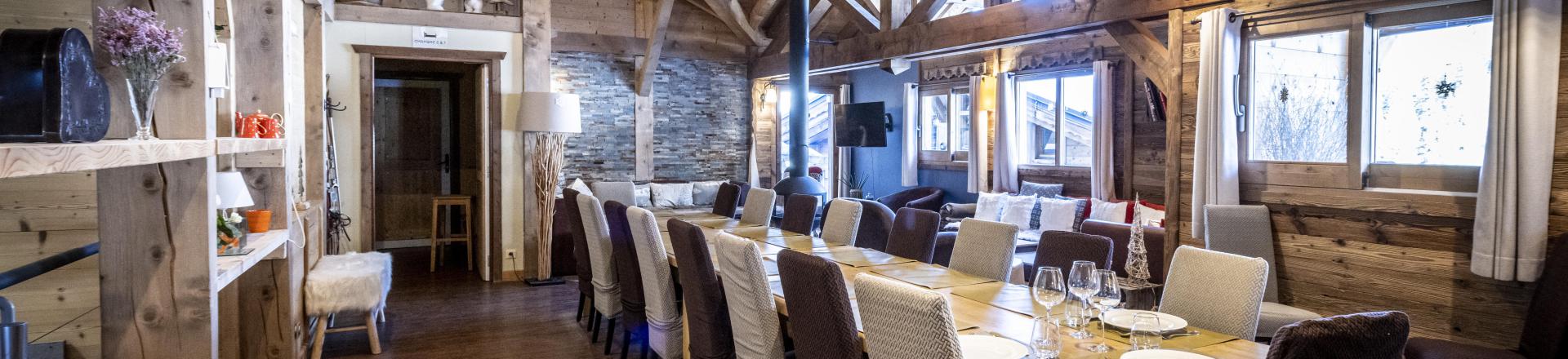 Rent in ski resort 8 room duplex chalet 19 people (Cocoon) - Chalets du Cocoon - La Plagne - Dining area