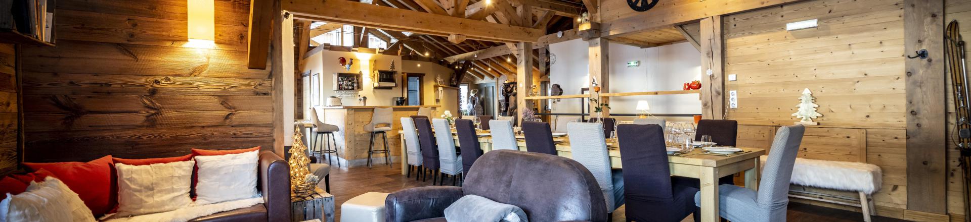 Rent in ski resort 8 room duplex chalet 19 people (Cocoon) - Chalets du Cocoon - La Plagne - Living room