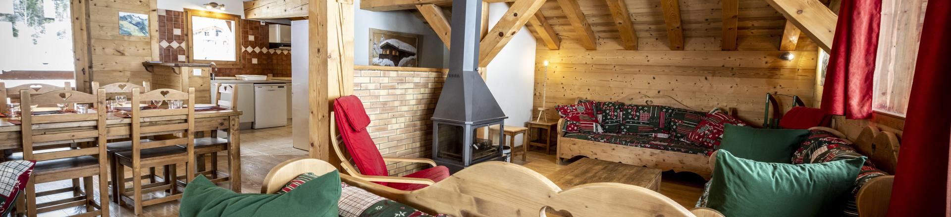 Rent in ski resort 8 room triplex semi-detached chalet 15 people (Pierra Menta 2) - Chalets du Cocoon - La Plagne - Sofa-bed
