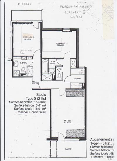 Alquiler al esquí Apartamento 3 piezas para 7 personas (537) - La Résidence les Glaciers 3 - La Plagne - Plano