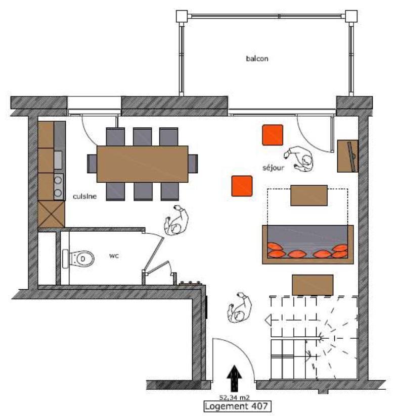 Skiverleih 3 Zimmer Maisonettewohnung für 6 Personen (407) - Le Roc Noir - La Rosière - Plan