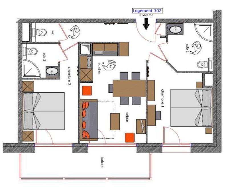 Location au ski appartement 3 pièces 5 personnes PMR - Le Roc Noir - La Rosière - Plan