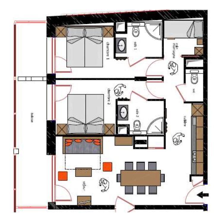 Wynajem na narty Apartament 3 pokojowy kabina 6 osób - Le Roc Noir - La Rosière - Plan