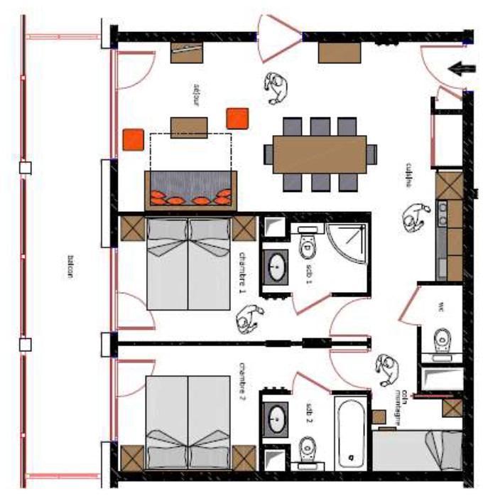 Wynajem na narty Apartament 3 pokojowy kabina 6 osób - Le Roc Noir - La Rosière - Plan