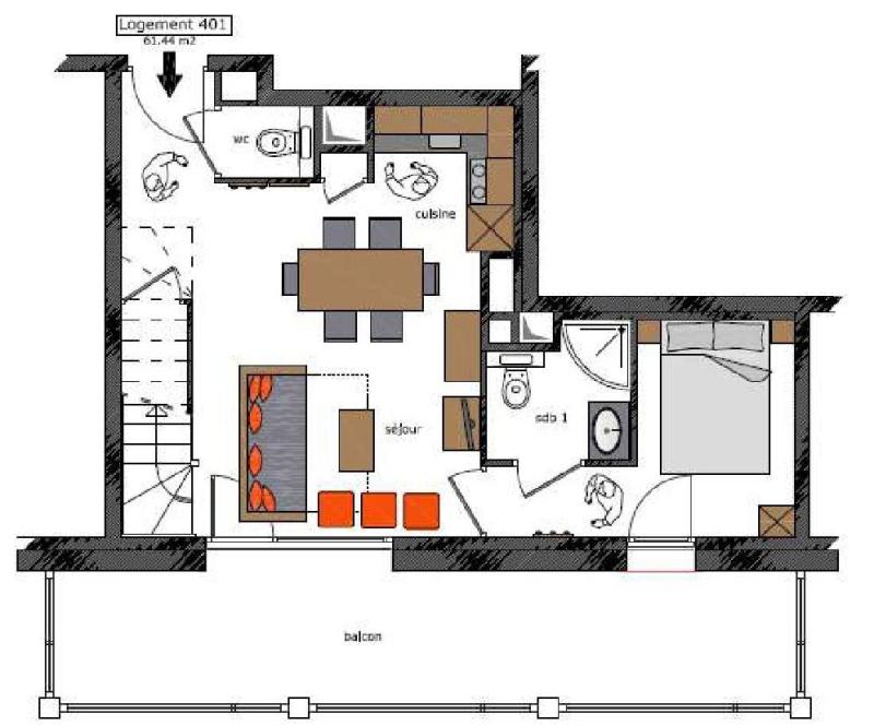 Location au ski Appartement duplex 4 pièces 7 personnes (401) - Le Roc Noir - La Rosière - Plan